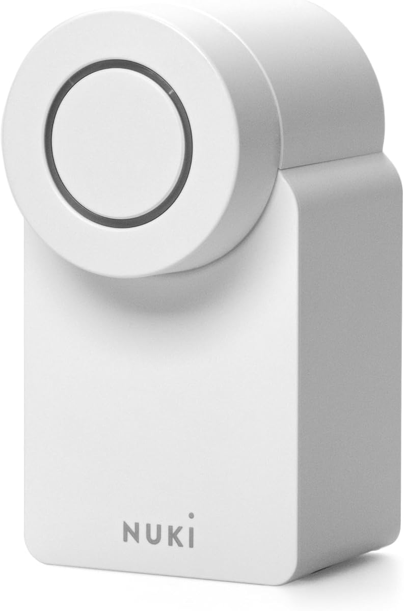 Ver especificaciones técnicas y precio actualizado de Nuki Smart Lock Go con Bluetooth & Matter, cerradura inteligente que convierte tu Fotografía técnica oficial de Nuki Smart Lock Go con Bluetooth & Matter, cerradura inteligente que convierte tu - Vista frontal con fondo blanco