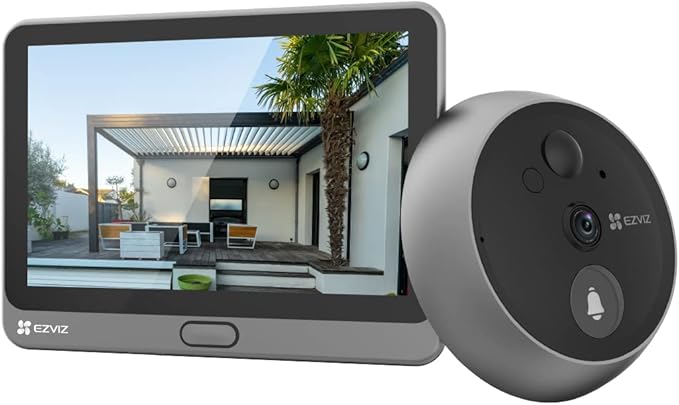 Fotografía técnica oficial de EZVIZ CP4 Mirilla Digital WiFi con Pantalla Táctil 4.3" y Batería de 4600 mAh - Vista frontal con fondo blanco