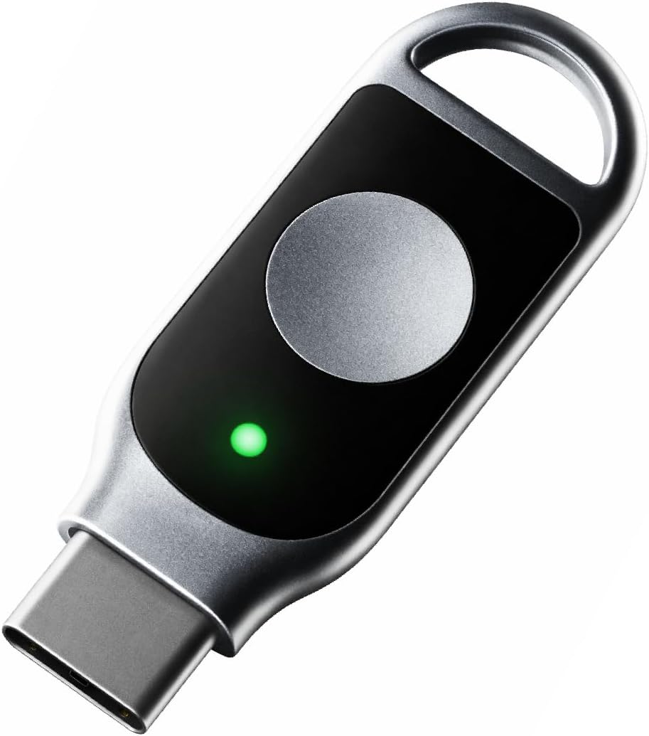 Fotografía técnica oficial de FEITIAN ePass K39 Llave de Seguridad FIDO2 / WebAuthn (USB-C y NFC) - Vista frontal con fondo blanco
