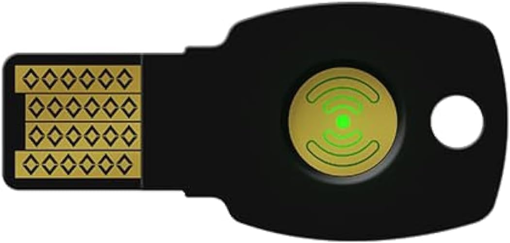 Ver especificaciones técnicas y precio actualizado de FEITIAN ePass K9 Plus Llave de Seguridad FIDO2 y U2F (USB-A y NFC) Fotografía técnica oficial de FEITIAN ePass K9 Plus Llave de Seguridad FIDO2 y U2F (USB-A y NFC) - Vista frontal con fondo blanco