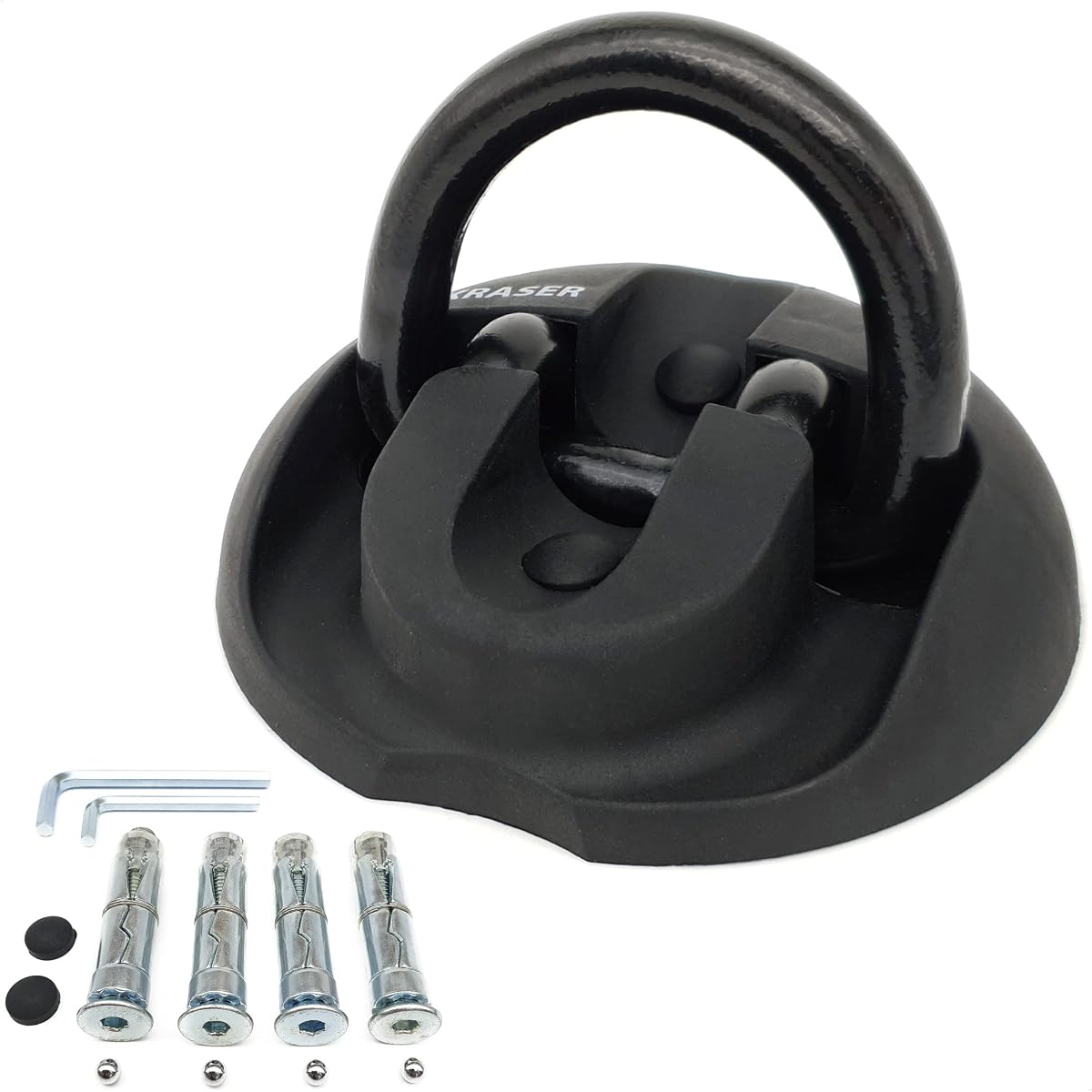 Ver especificaciones técnicas y precio actualizado de KRASER KR804 Anclaje Suelo Moto para Cadena Seguridad, Anilla ø14 Abatible, 4 Tacos Fotografía técnica oficial de KRASER KR804 Anclaje Suelo Moto para Cadena Seguridad, Anilla ø14 Abatible, 4 Tacos - Vista frontal con fondo blanco