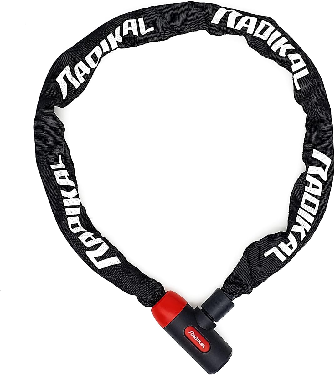 Ver especificaciones técnicas y precio actualizado de RADIKAL RKX170 Candado Bicicleta Antirrobo, Cadena 170cm de ø8mm Acero Cementado y Cerradura Fotografía técnica oficial de RADIKAL RKX170 Candado Bicicleta Antirrobo, Cadena 170cm de ø8mm Acero Cementado y Cerradura - Vista frontal con fondo blanco