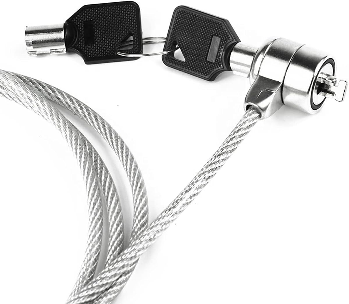 Fotografía técnica oficial de Cable de Seguridad antirrobo de Acero de 110 cm para portátil con candado - Vista frontal con fondo blanco