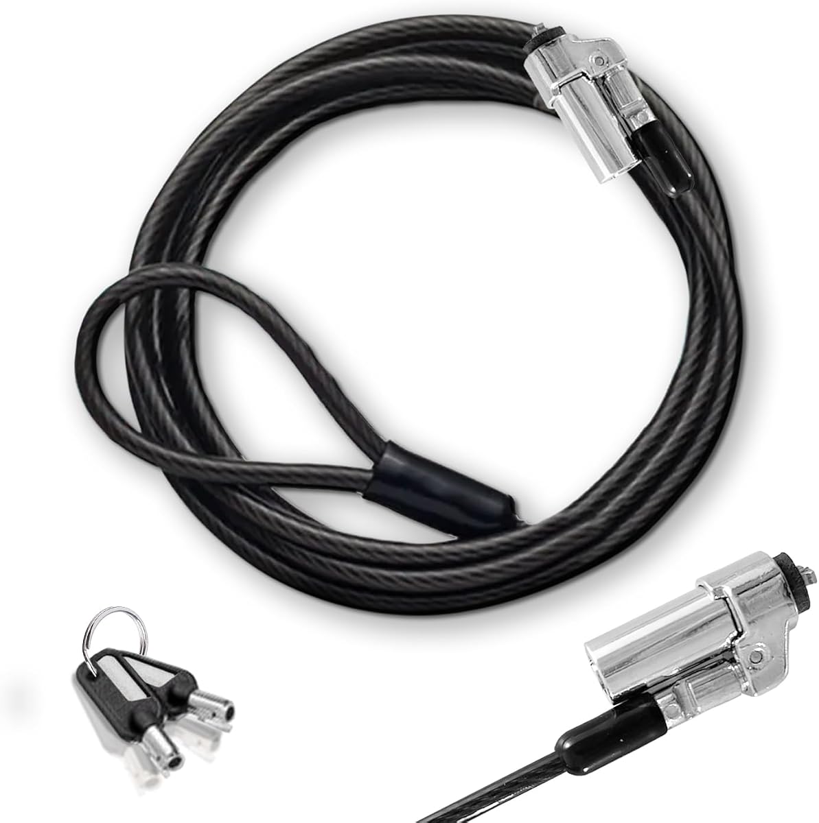 Ver especificaciones técnicas y precio actualizado de Cable Technologies Cable de Seguridad para PC de 1,8metros,de Acero antirrobo para portátil Fotografía técnica oficial de Cable Technologies Cable de Seguridad para PC de 1,8metros,de Acero antirrobo para portátil - Vista frontal con fondo blanco