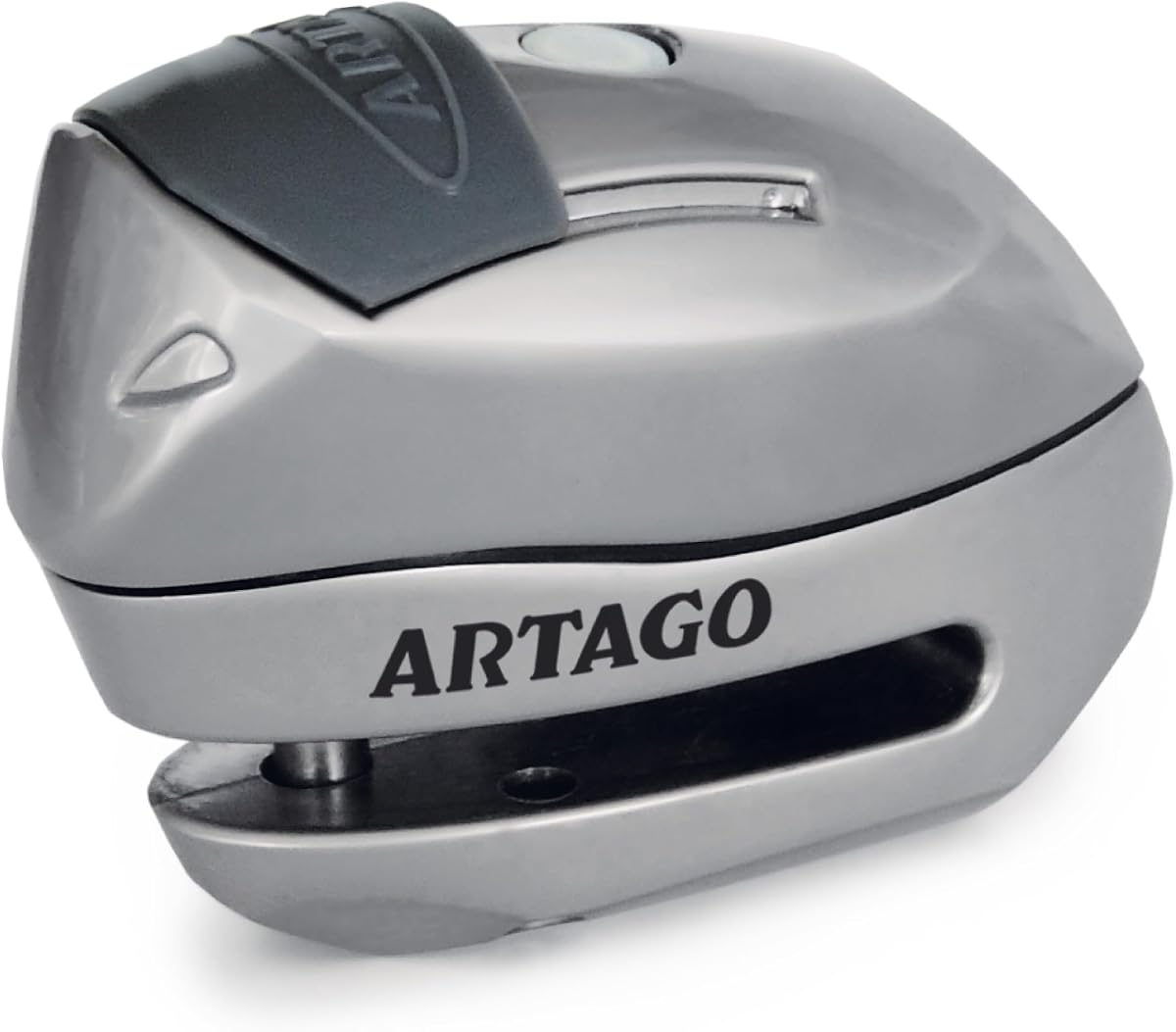 Fotografía técnica oficial de Artago 24S.6M Candado Moto Sin/con Alarma Don't Touch 120dB, LED Oscuridad, Más Impermeable - Vista frontal con fondo blanco