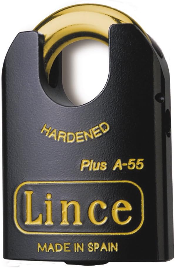 Fotografía técnica oficial de Lince Serie 550 - Candado de Máxima Seguridad Acorazado con Llave de Puntos - Vista frontal con fondo blanco