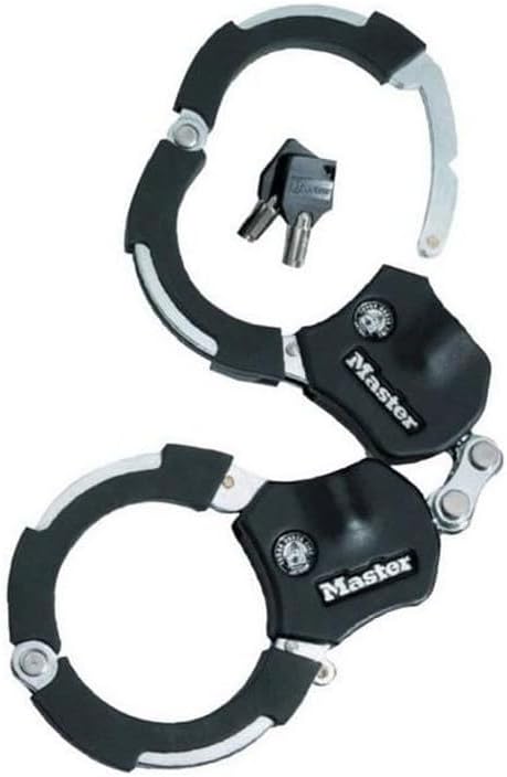 Fotografía técnica oficial de Master Lock 8290EURD Street Cuff - Candado de Esposas para Patinete Eléctrico - Vista frontal con fondo blanco