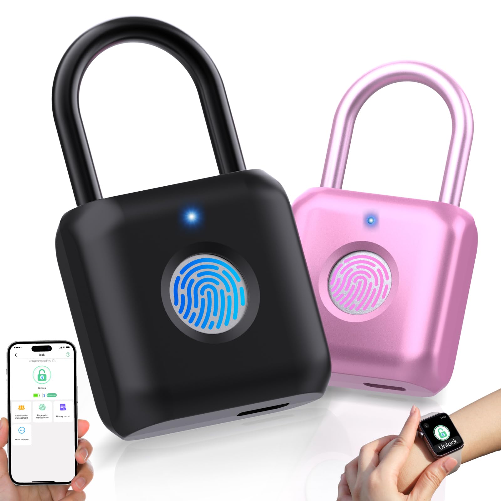 Ver especificaciones técnicas y precio actualizado de MYPIN Candado Biométrico para Armario y Taquilla Gimnasio USB Recargable Fotografía técnica oficial de MYPIN Candado Biométrico para Armario y Taquilla Gimnasio USB Recargable - Vista frontal con fondo blanco