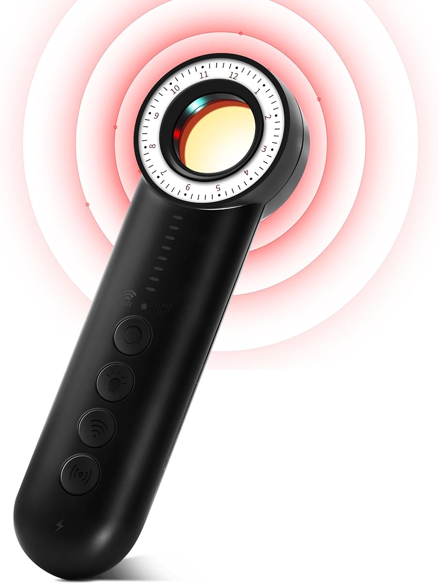 Fotografía técnica oficial de UYIKOO Detector de Camaras y Microfonos Ocultos, Detector de Cámara Espía Oculta, Señal - Vista frontal con fondo blanco
