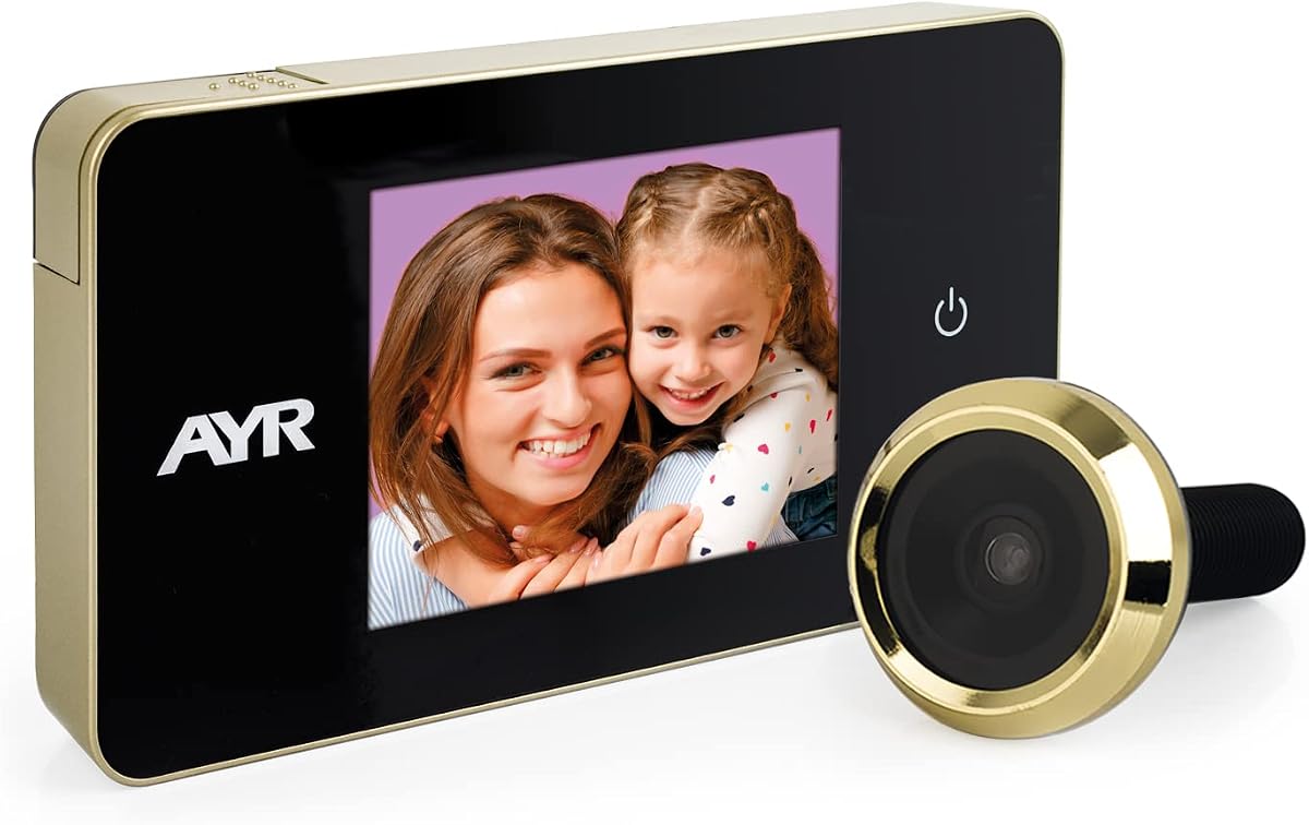 Ver especificaciones técnicas y precio actualizado de AYR 756 Mirilla Digital para Puerta con Pantalla LCD 2.6" Níquel Latón Fotografía técnica oficial de AYR 756 Mirilla Digital para Puerta con Pantalla LCD 2.6" Níquel Latón - Vista frontal con fondo blanco