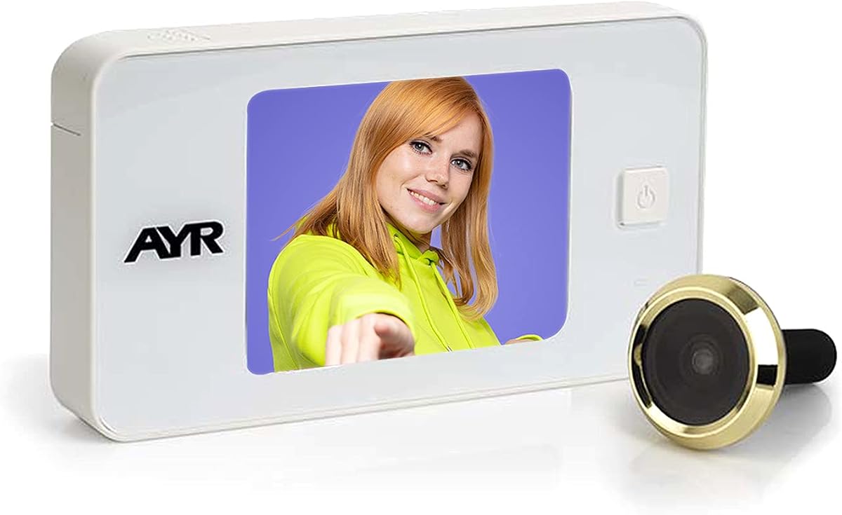 Ver especificaciones técnicas y precio actualizado de AYR 752 Mirilla Digital para Puerta con Pantalla LCD de 3.2" Blanco Fotografía técnica oficial de AYR 752 Mirilla Digital para Puerta con Pantalla LCD de 3.2" Blanco - Vista frontal con fondo blanco