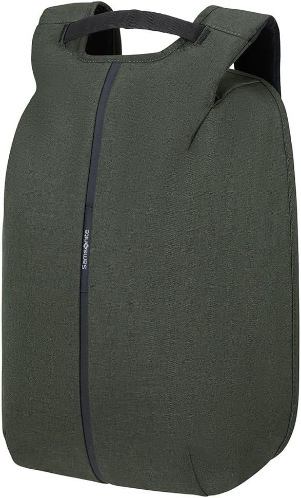 Fotografía técnica oficial de Samsonite Securipak 15.6" - Mochila Antirrobo Ejecutiva con Material Reciclado - Vista frontal con fondo blanco
