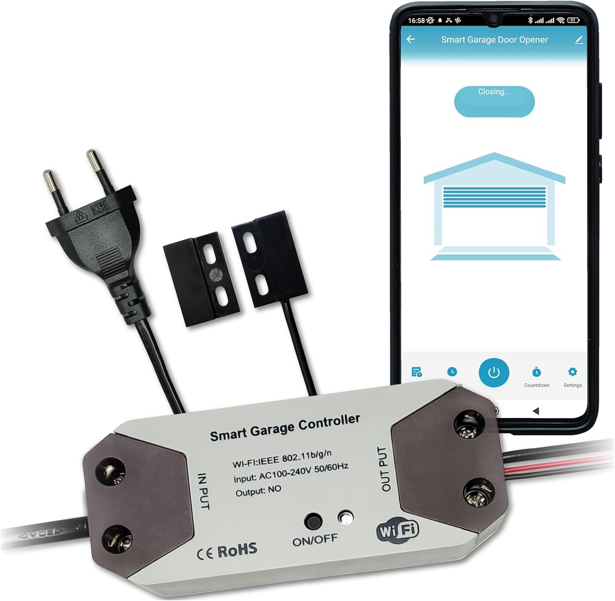 Ver especificaciones técnicas y precio actualizado de LED ATOMANT Controlador WiFi Puertas de Garaje App Smart Life | Control remoto Fotografía técnica oficial de LED ATOMANT Controlador WiFi Puertas de Garaje App Smart Life | Control remoto - Vista frontal con fondo blanco