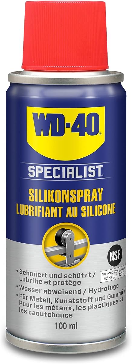 Fotografía técnica oficial de WD40 Spray de silicona SPECIALIST 100 ml - Vista frontal con fondo blanco