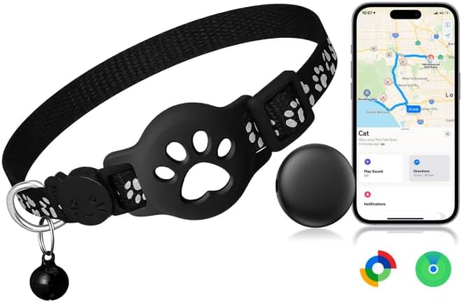 Fotografía técnica oficial de Localizador GPS Perros y Gatos, Collar GPS Gatos Sin Suscripción | GPS Perros - Vista frontal con fondo blanco