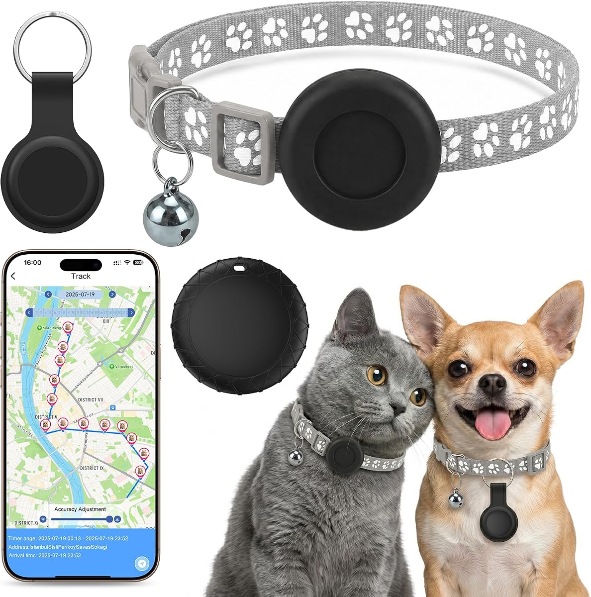 Ver especificaciones técnicas y precio actualizado de GPS Perros, Localizador GPS Gatos Compatible con Sistemas iOS y Android, GPS Perros/Gatos Fotografía técnica oficial de GPS Perros, Localizador GPS Gatos Compatible con Sistemas iOS y Android, GPS Perros/Gatos - Vista frontal con fondo blanco