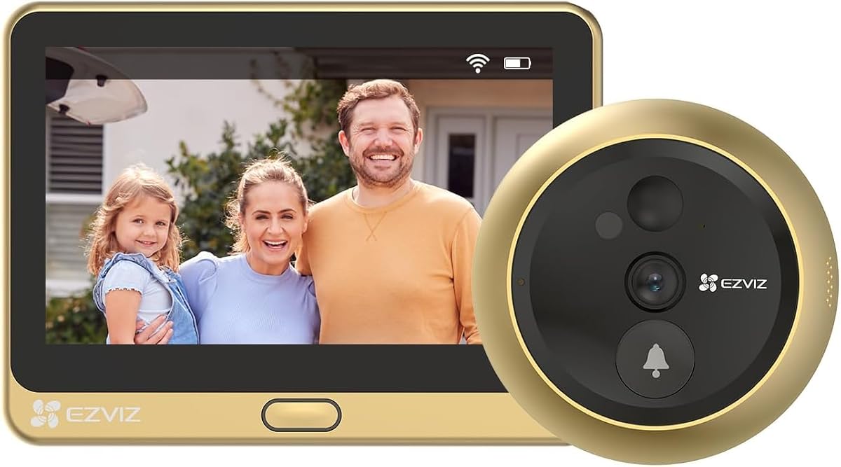 Ver especificaciones técnicas y precio actualizado de EZVIZ Mirilla Digital de Puerta con Pantalla LCD de 4.3'' Cámara Video Timbre Fotografía técnica oficial de EZVIZ Mirilla Digital de Puerta con Pantalla LCD de 4.3'' Cámara Video Timbre - Vista frontal con fondo blanco